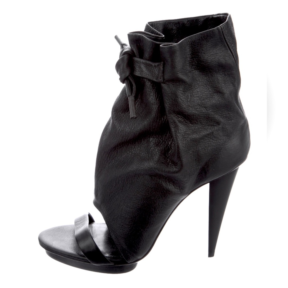 Balenciaga Open Toe Chic Black Leather Ankle Boots 🖤
